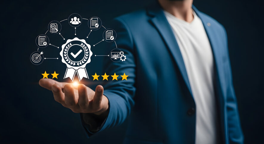 Elevate your brand with stunning quality assurance, a hand holds