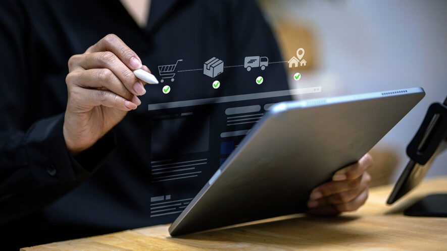 E Commerce Workflow and Order Fulfillment Concept with Logistics