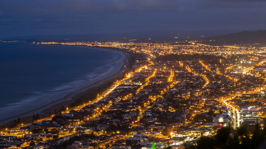 Night picture taken of the city of Tauranga, New Zealand.