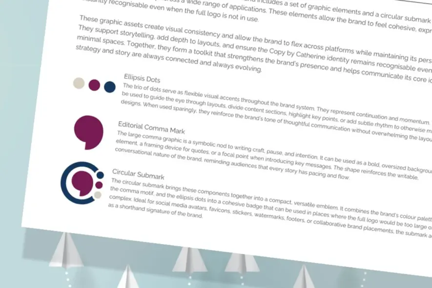 Copy by Catherine brand guidelines page, a Seed Studio full brand identity