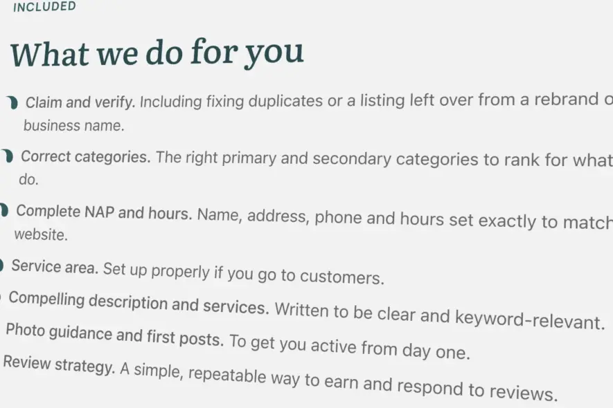 What Seed Studio does in a Google Business Profile setup