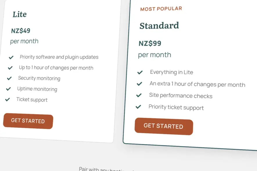 Site Support Lite care plan from Seed Studio: price and what is included