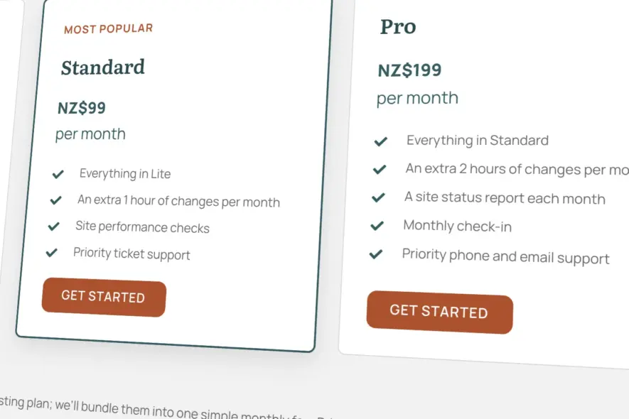 Site Support Pro care plan from Seed Studio: price and what is included