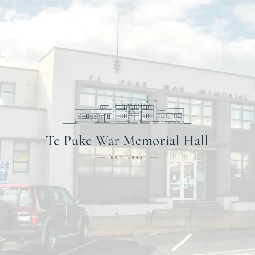Te Puke War Memorial Hall logo, portfolio image for the website by Seed Studio